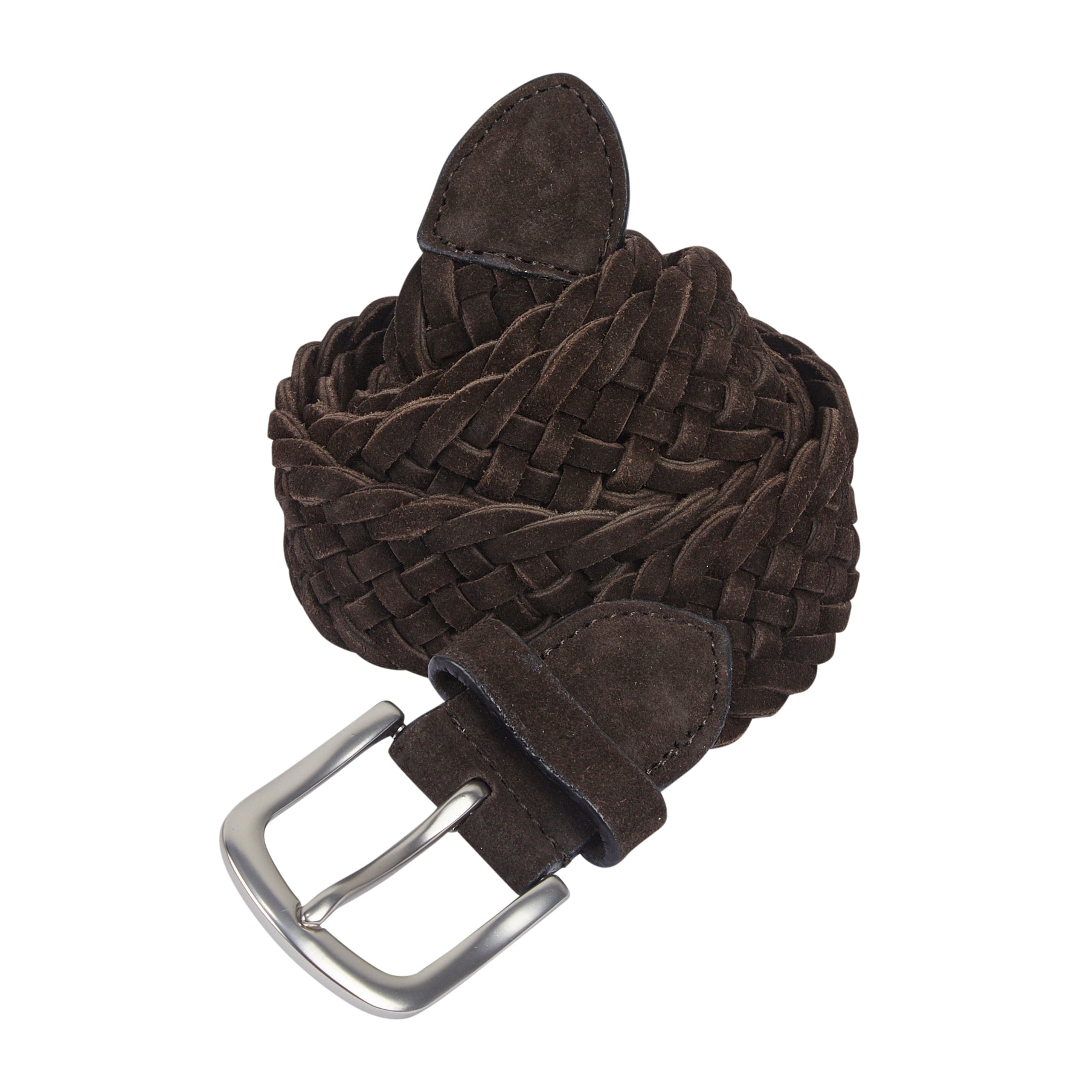 Kingston Suede Leather Woven Belt - Brown