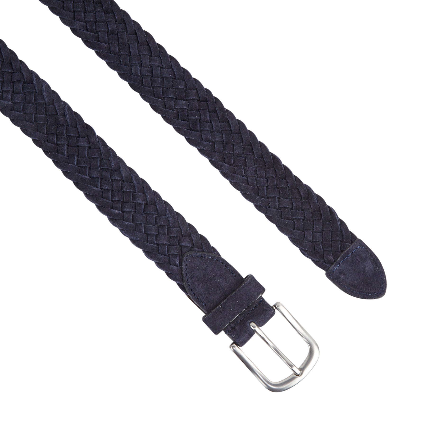 Kingston Suede Leather Woven Belt - Navy