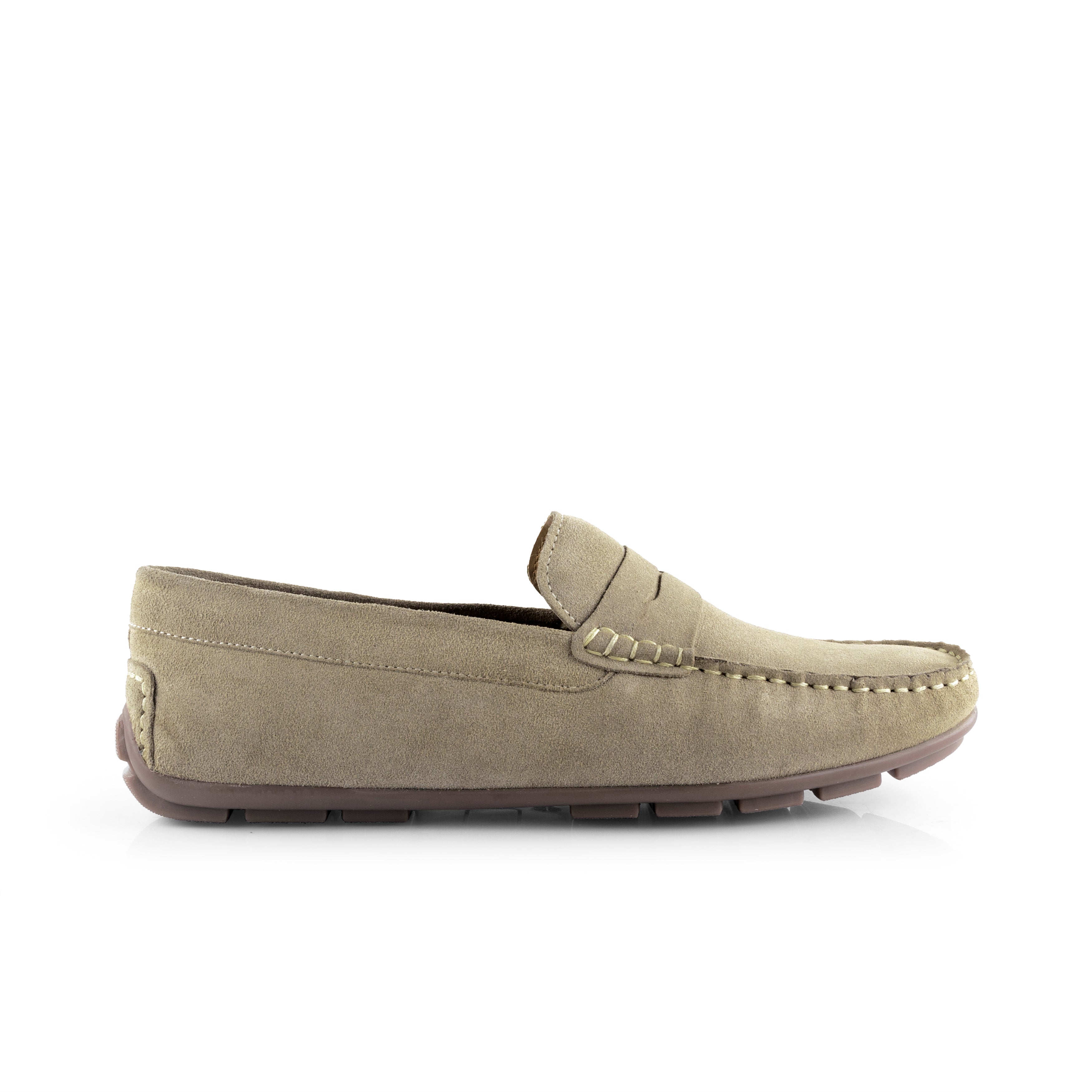 Bari Suede Leather Driving Loafers - Taupe