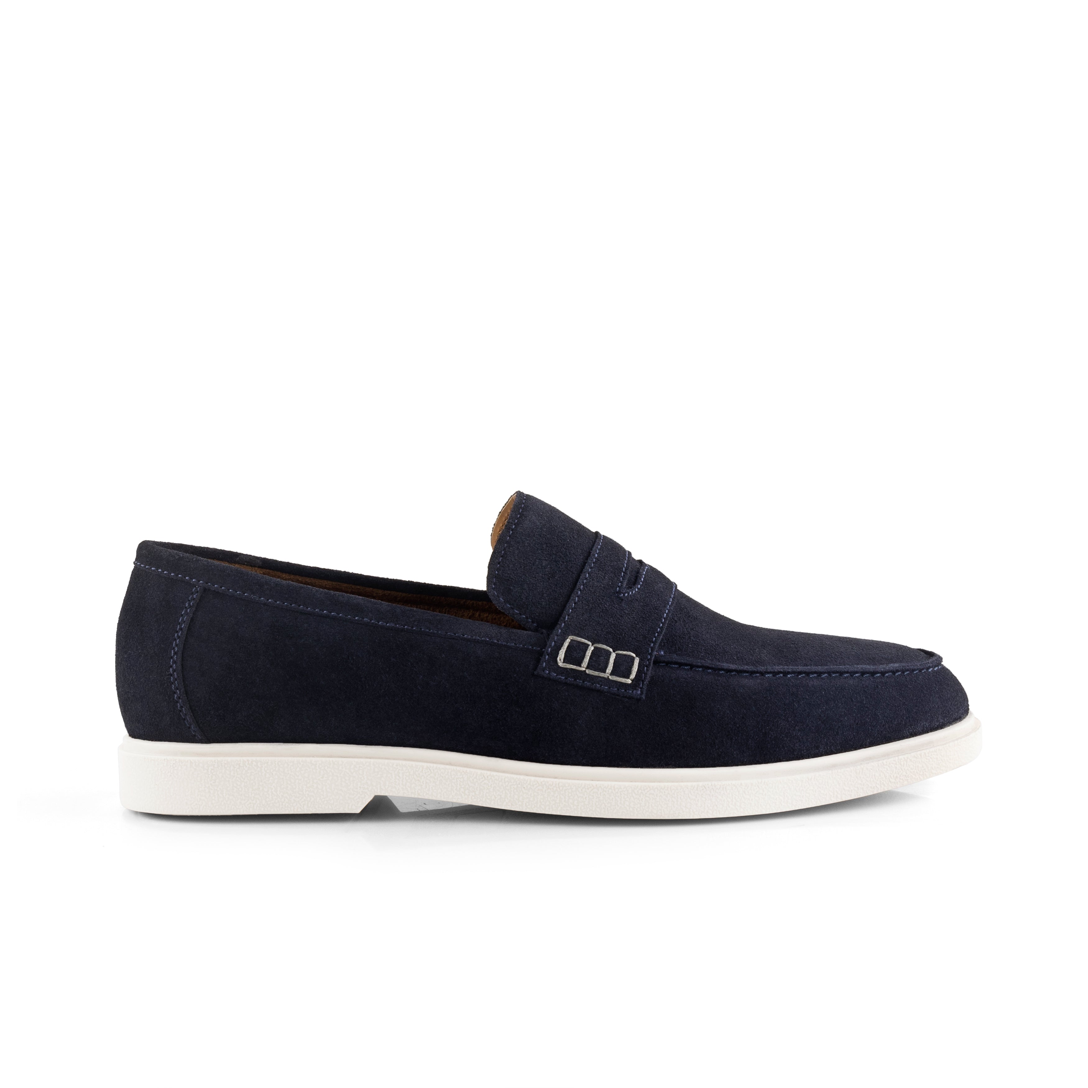 San Nicola Suede Leather Penny Loafers - Navy