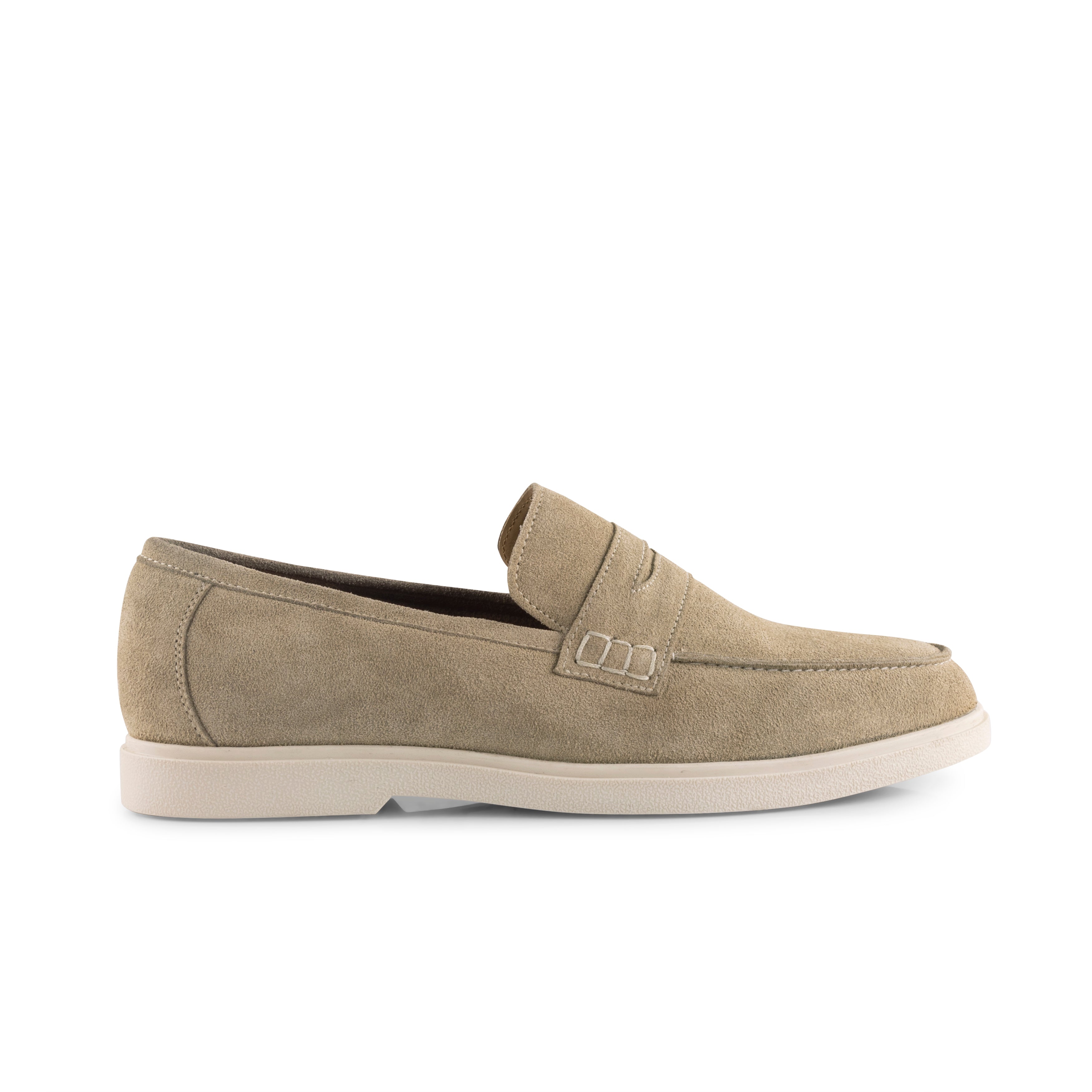 San Nicola Suede Leather Penny Loafers - Taupe