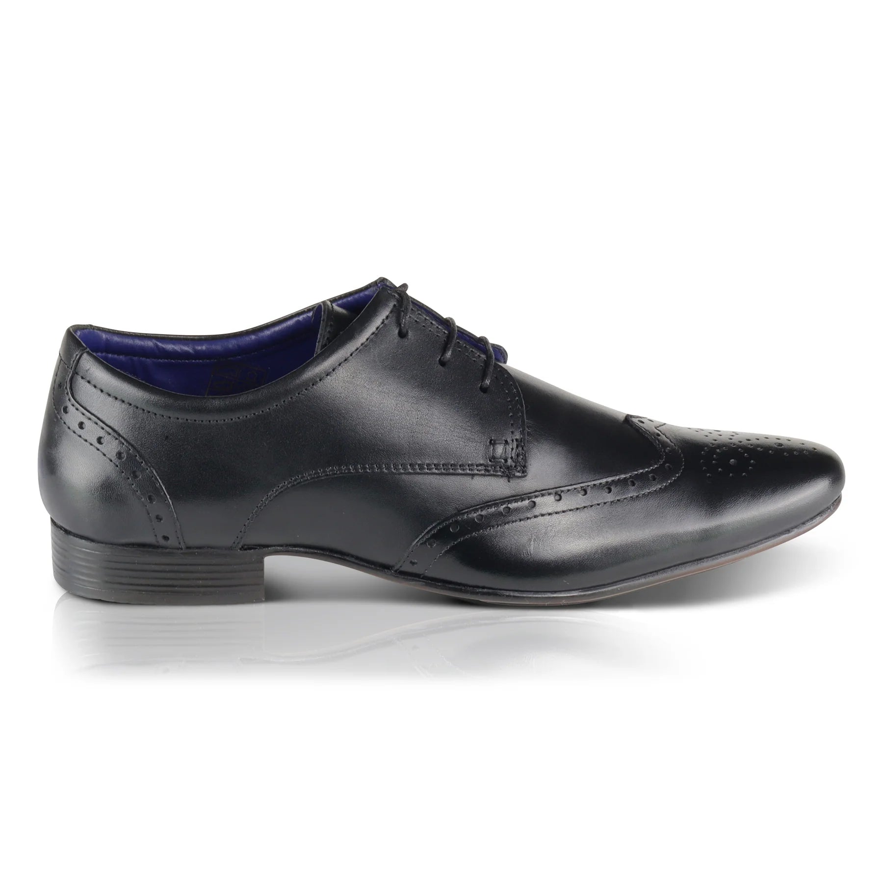 Fleet Leather Smart Formal Leather Brogue Shoes - Black