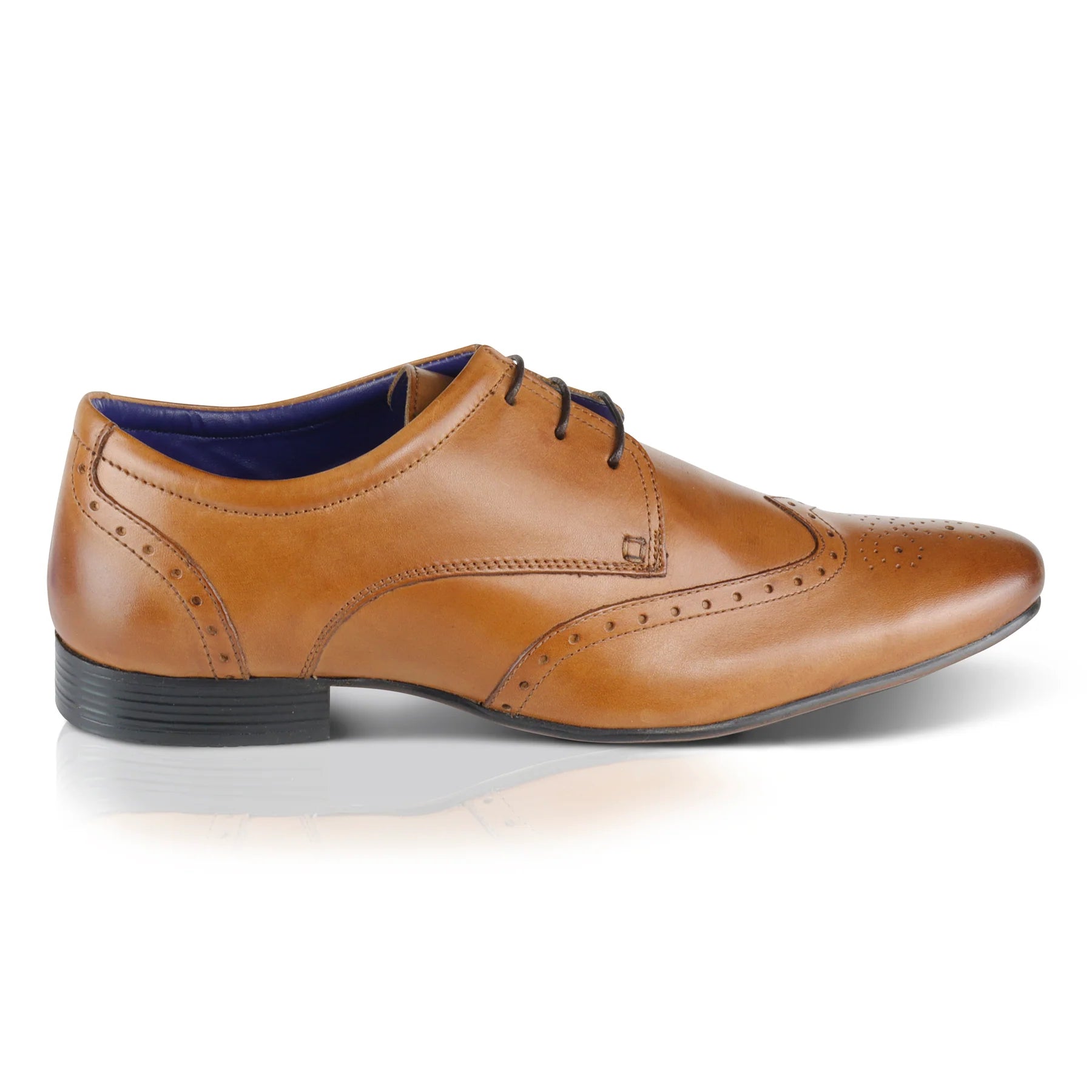 Leather Fleet Smart Formal Leather Brogue Shoe - Tan