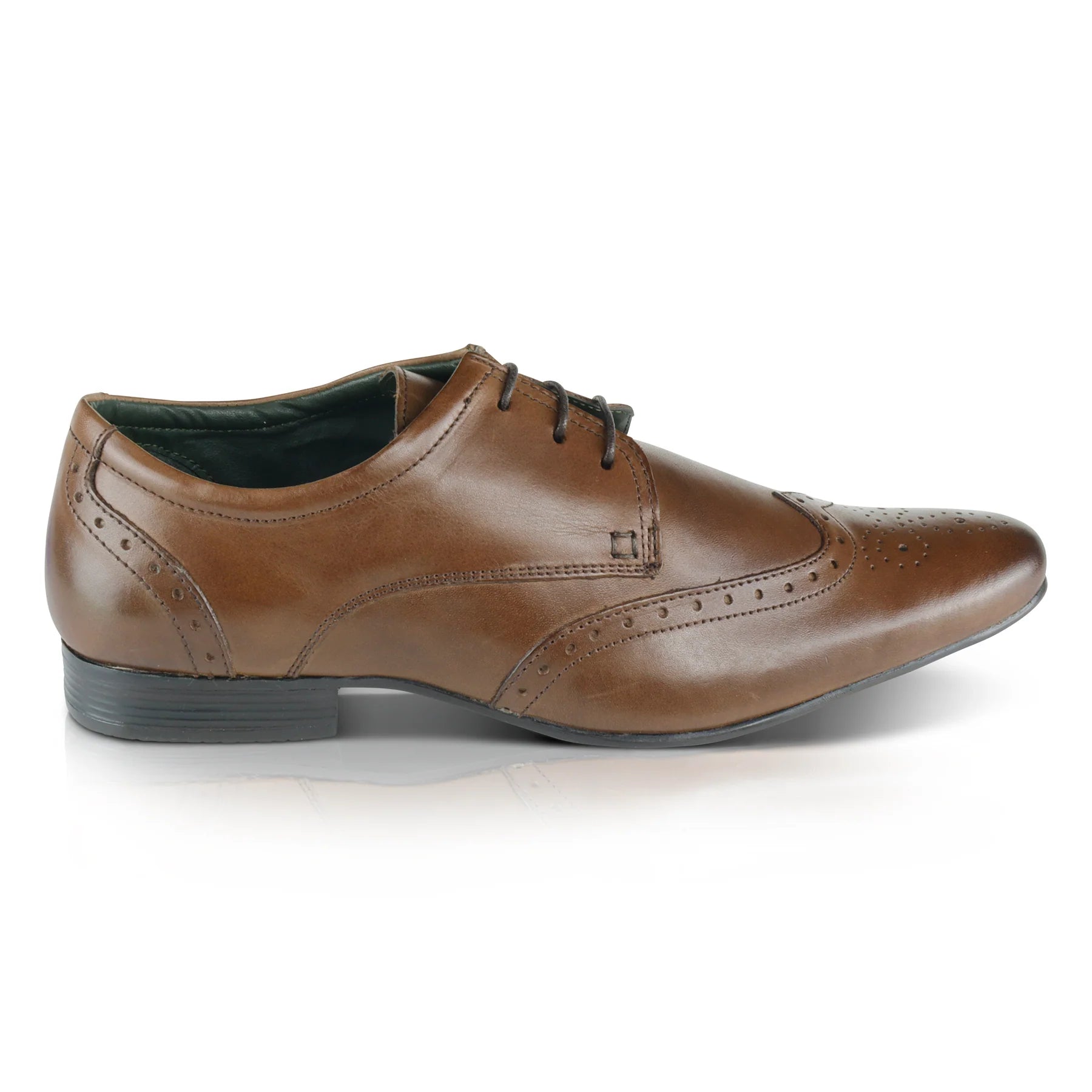 Leather Fleet Smart Formal Leather Brogue Shoe - Brown