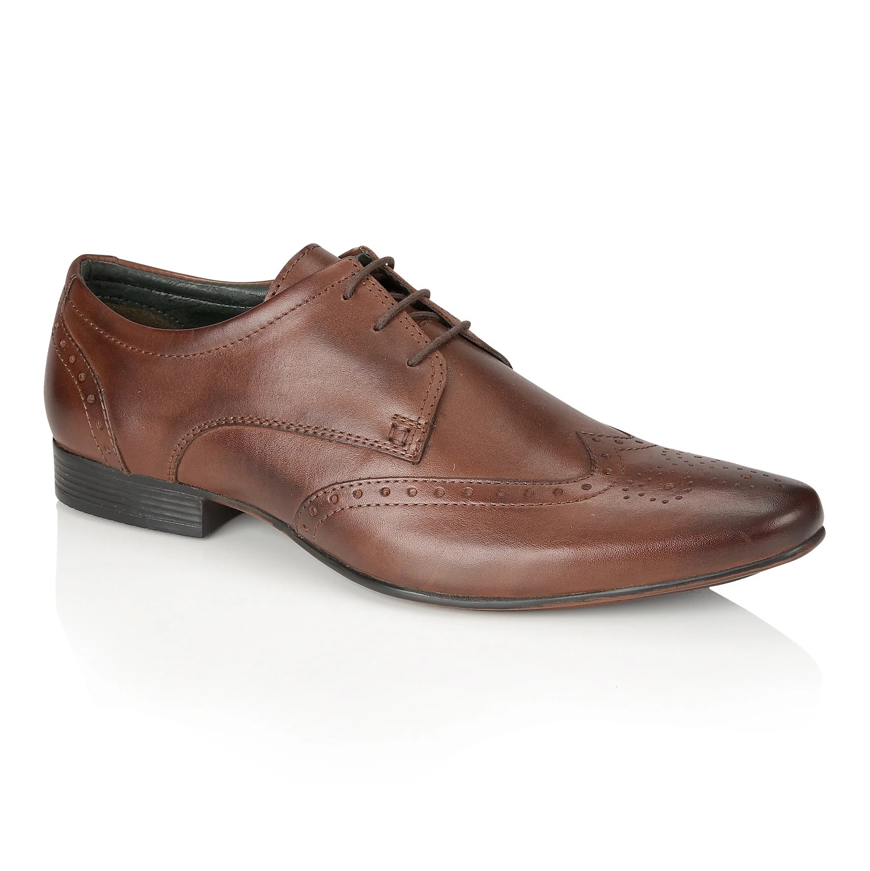 Leather Fleet Smart Formal Leather Brogue Shoe - Brown