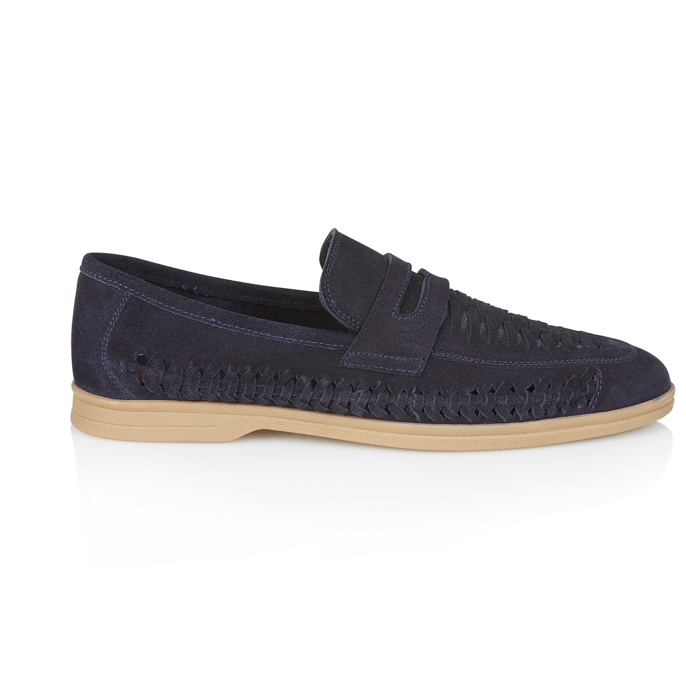 Perth Suede Leather Woven Loafer - Navy