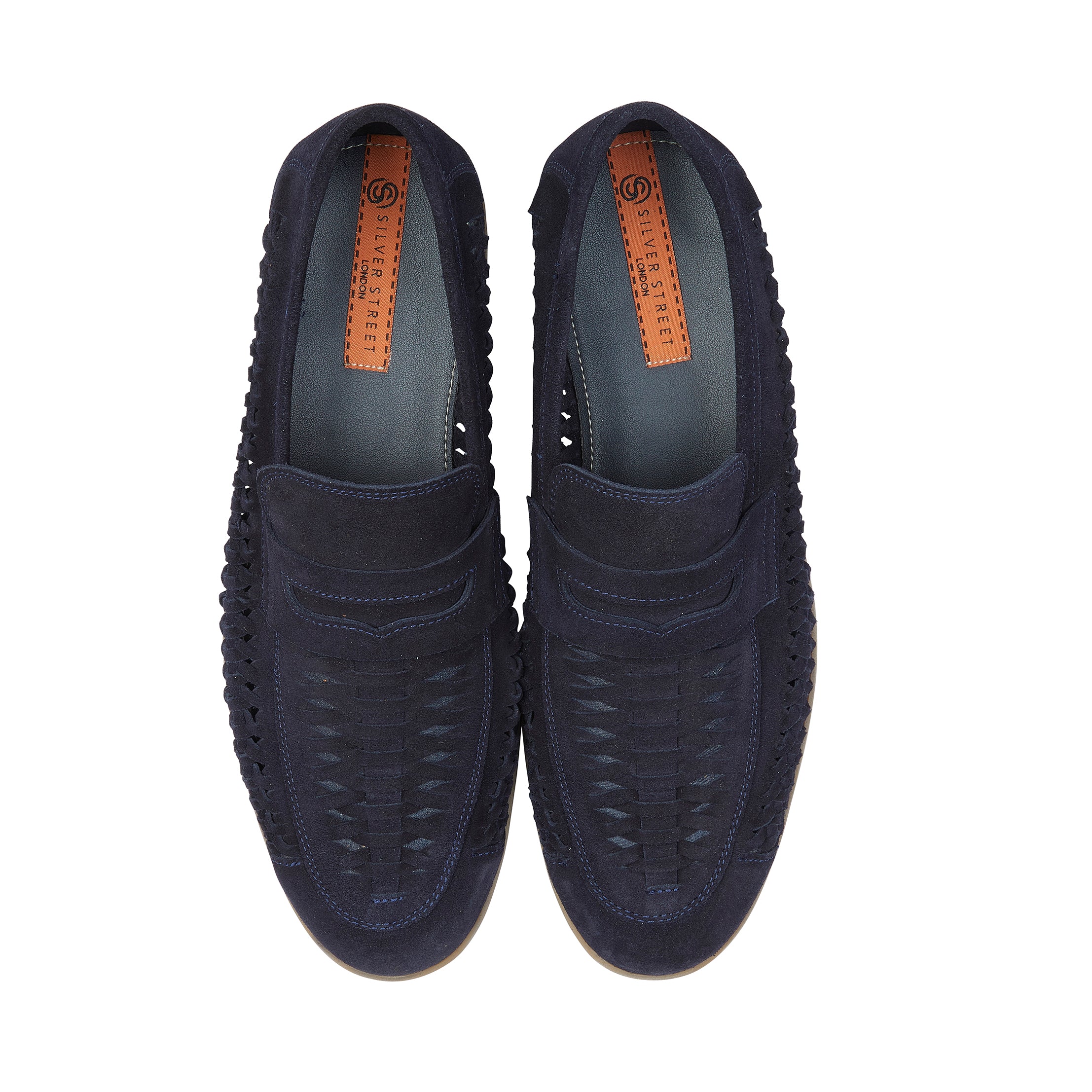 Perth Suede Leather Woven Loafer - Navy