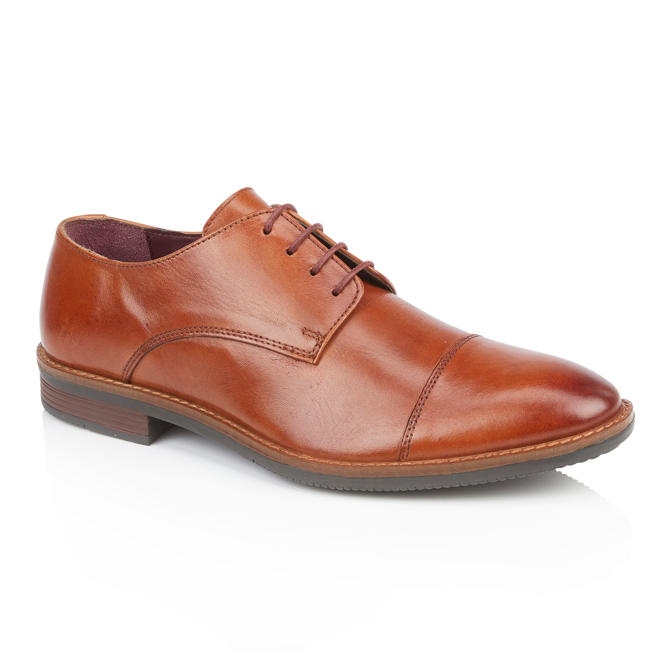 Rufus Leather Toe Cap Derby Shoe - Tan