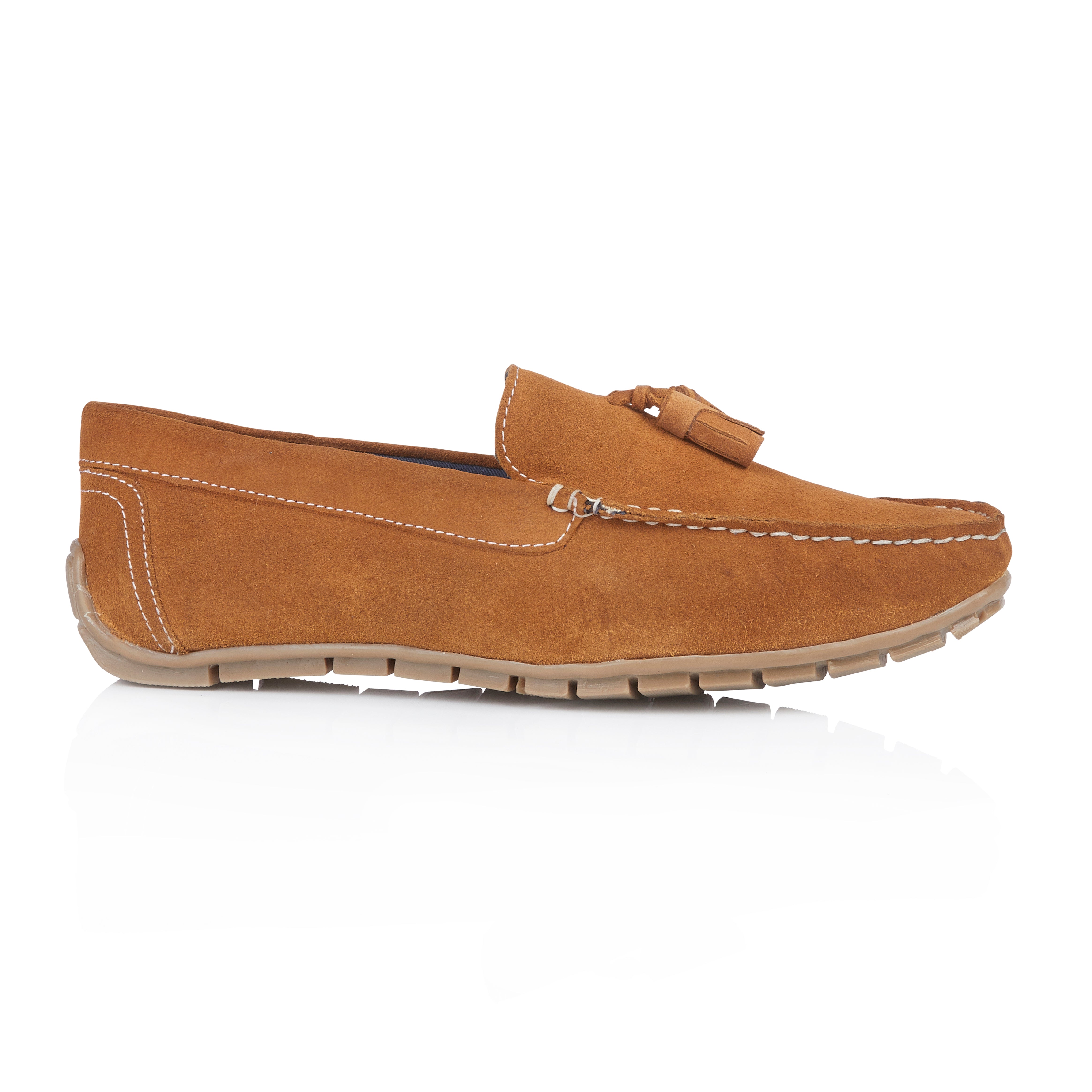 Monza Suede Leather Tassel Loafer - Tan