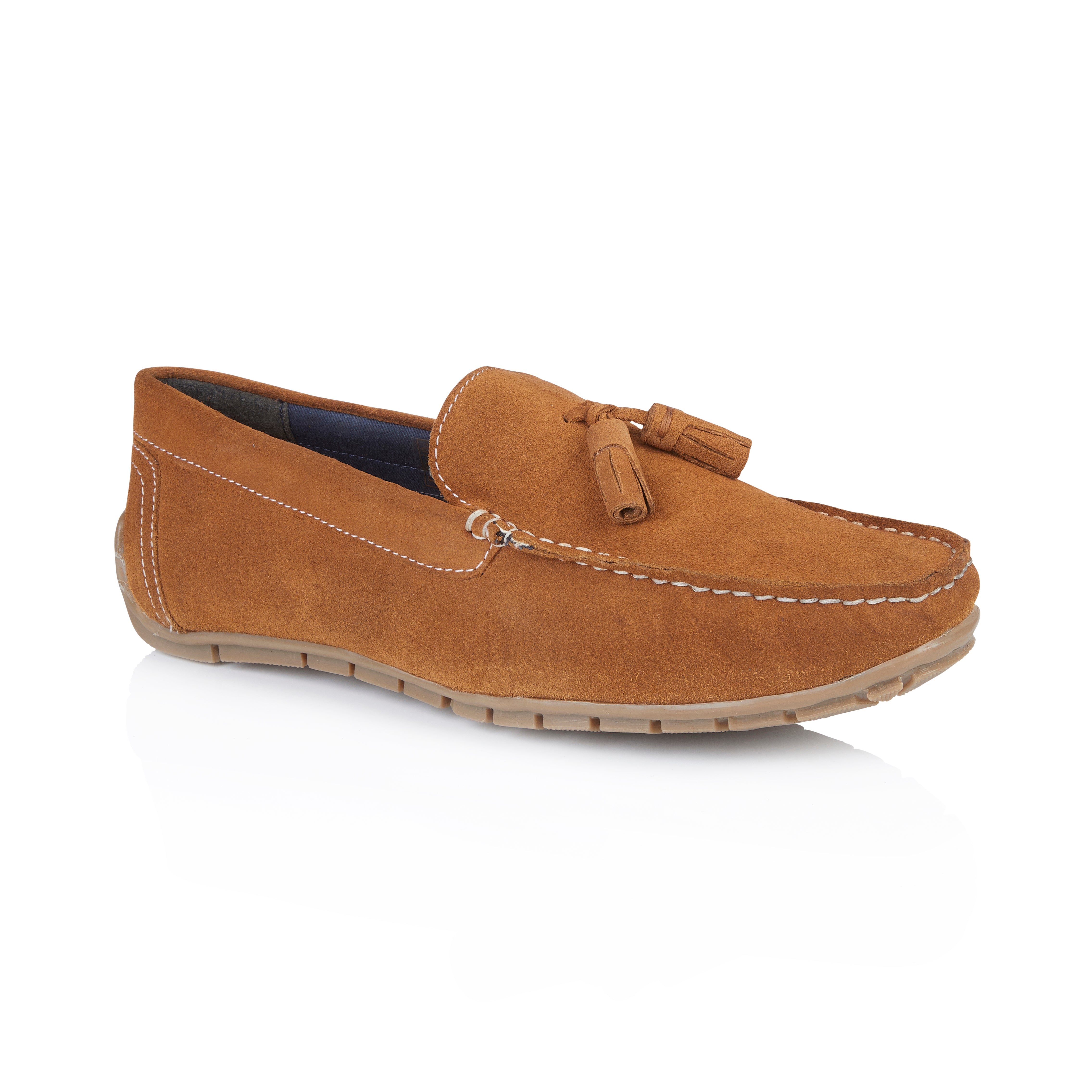 Monza Suede Leather Tassel Loafer - Tan