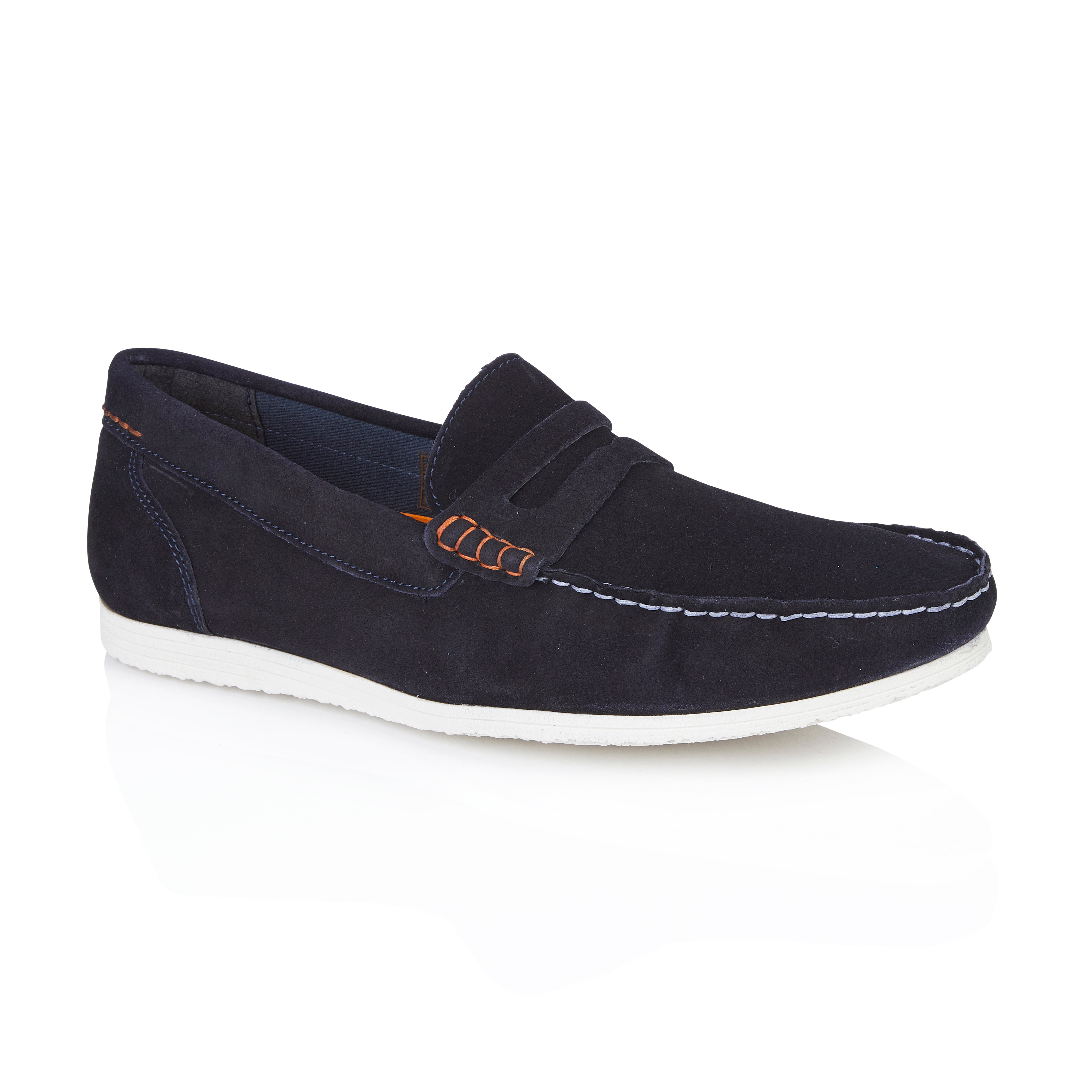 Stanhope Suede Leather Penny Loafer - Navy