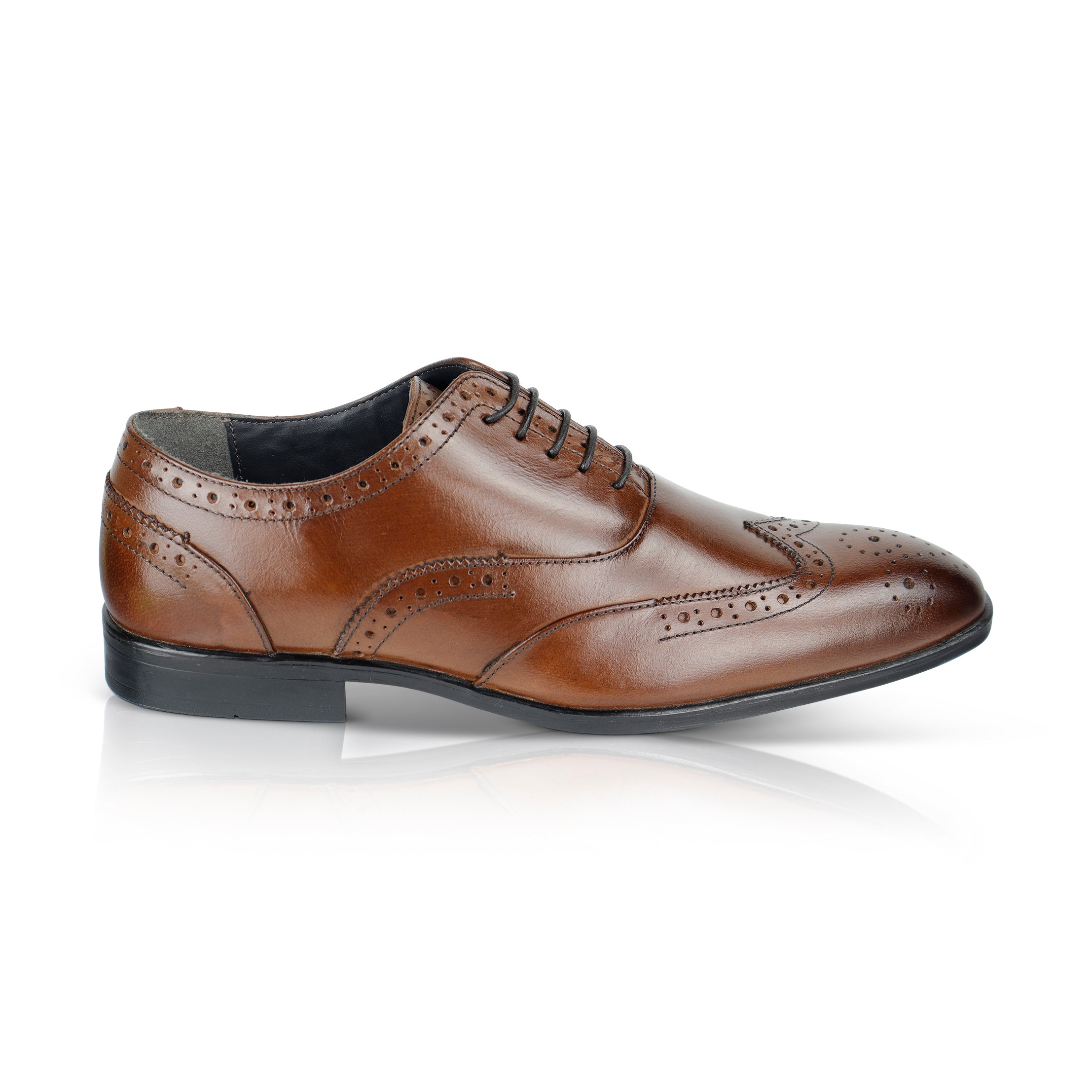 Oxford Leather Brogue Oxfords Shoes - Brown