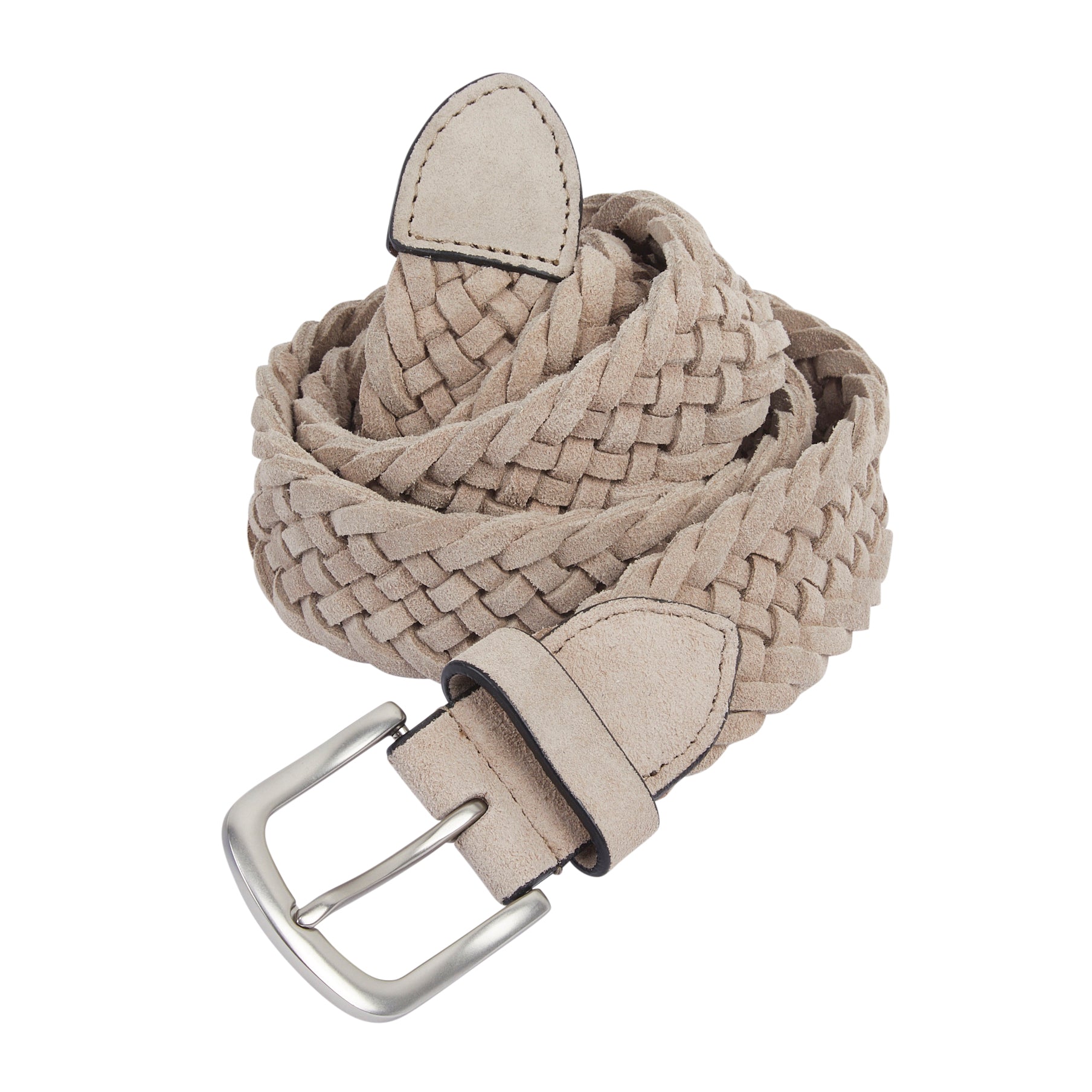 Kingston Suede Leather Woven Belts - Sand