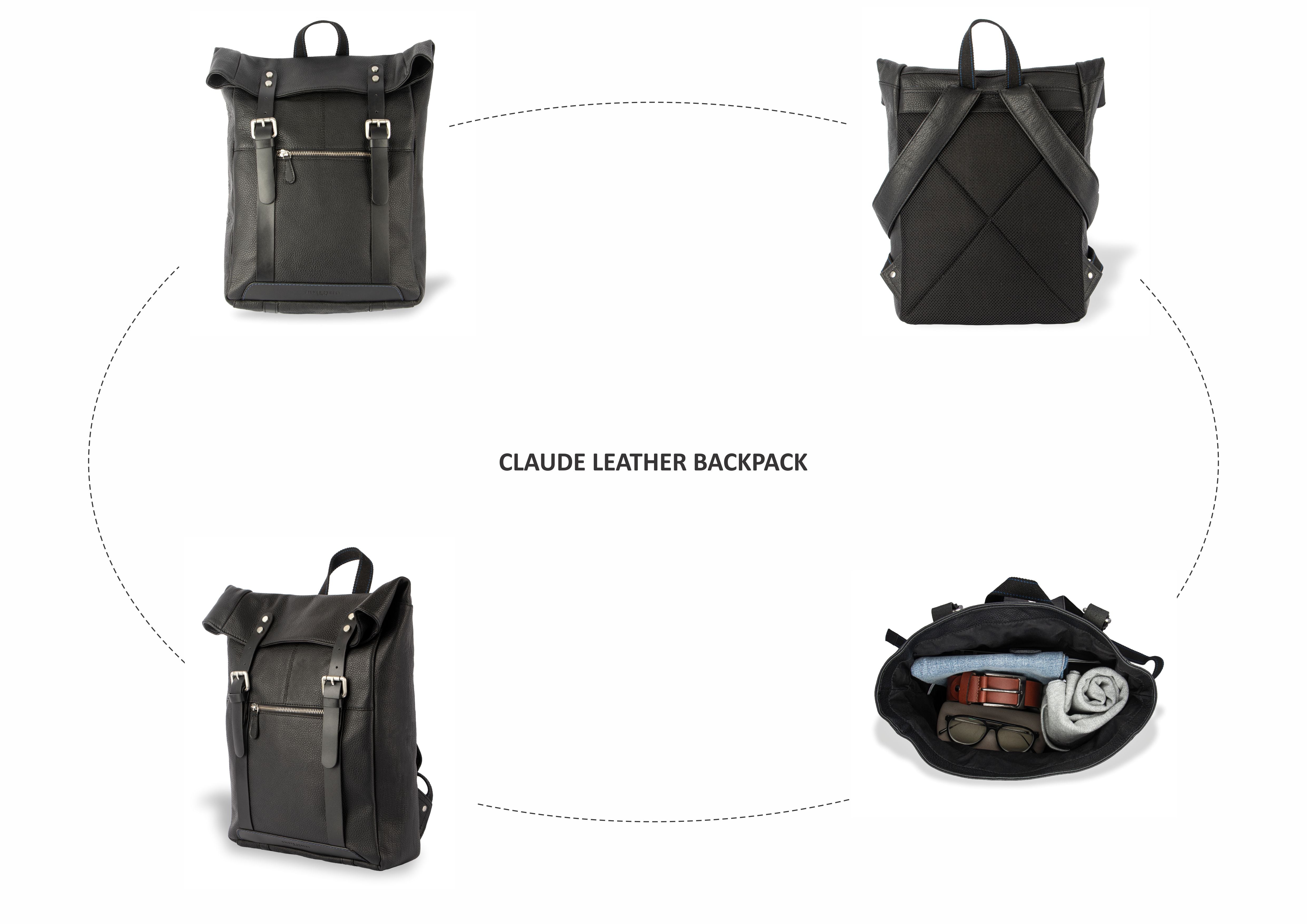 Claude Leather Backpack - Black