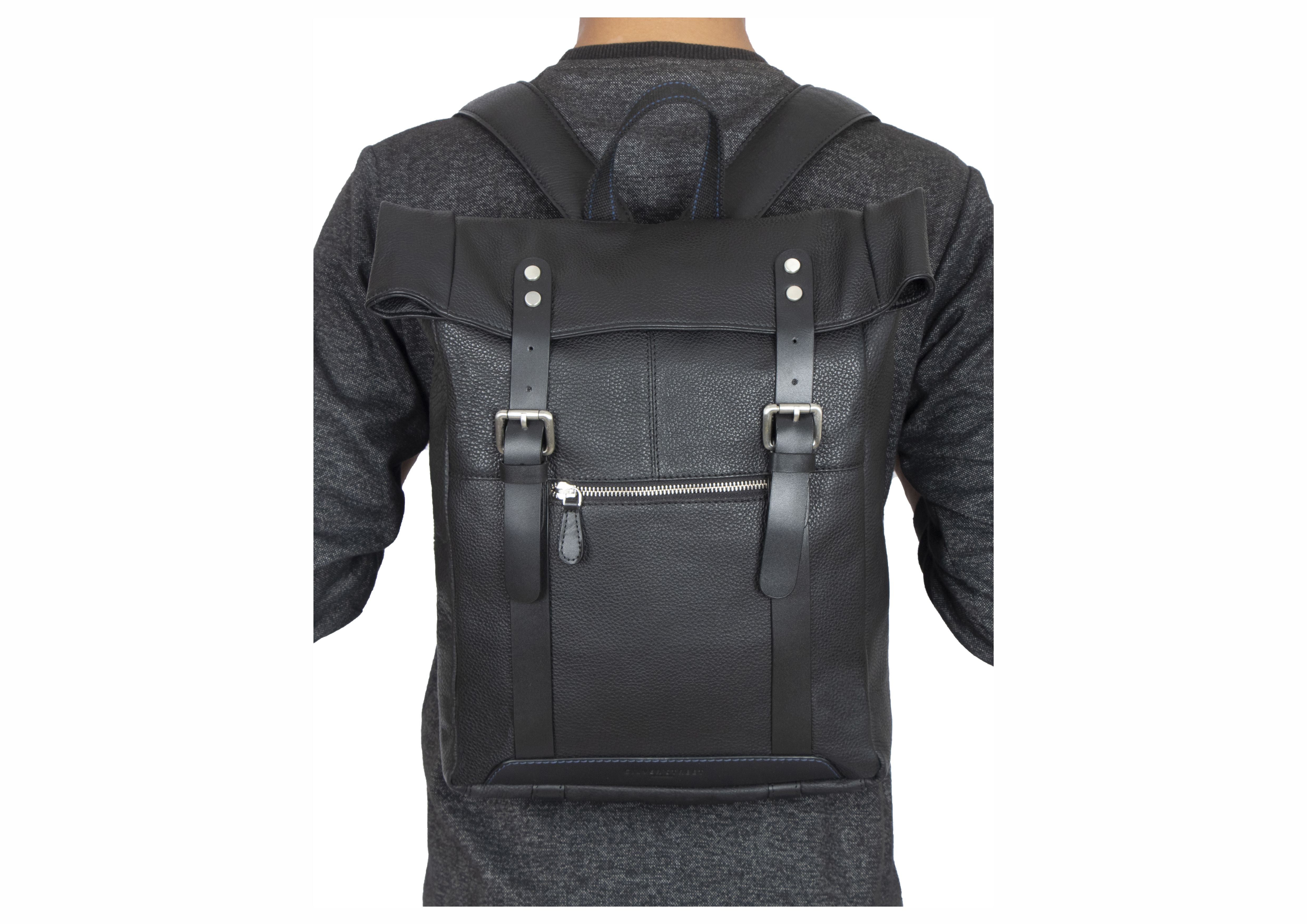 Claude Leather Backpack - Black