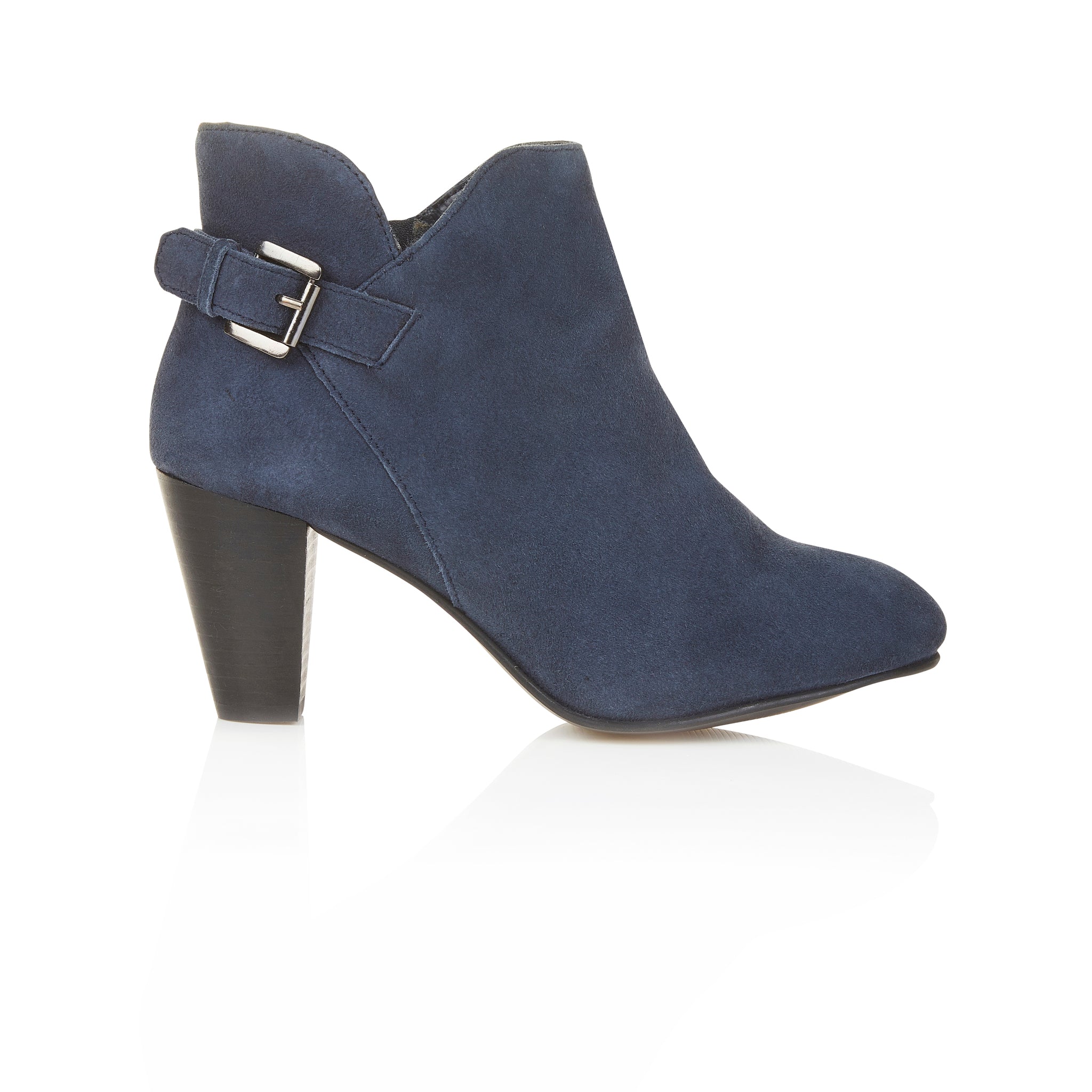 Emma Suede Leather Heels - Navy