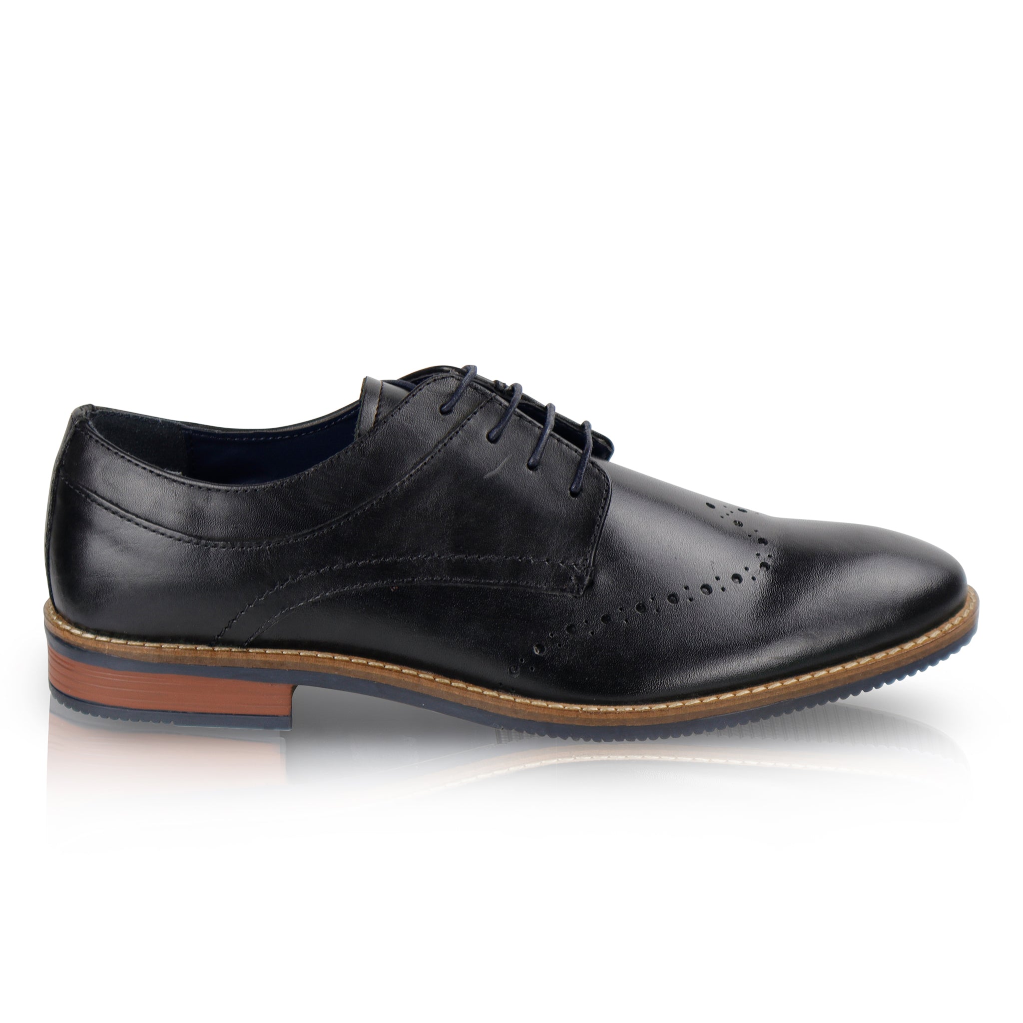 Herbie Leather Brogue Shoes  - Black
