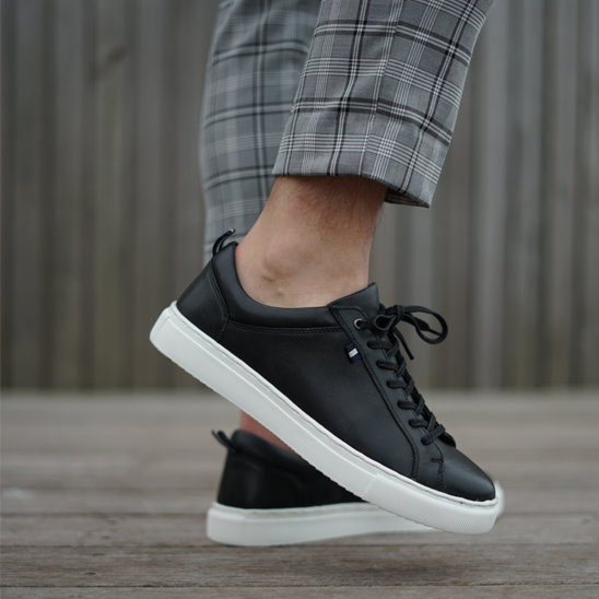 Holden Leather Cup Sole Trainer - Black