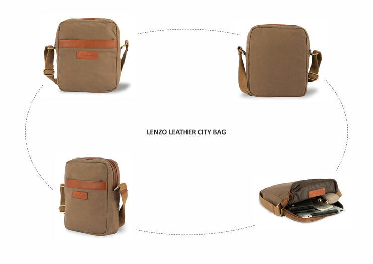 Lenzo Canvas Leather City Bag