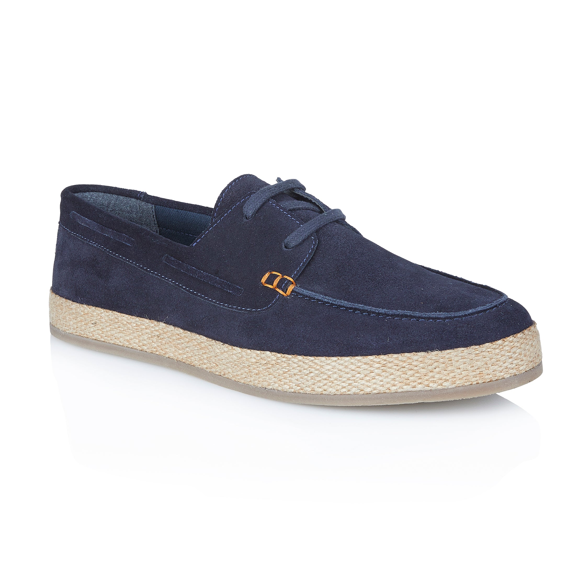 Northolt Suede Leather Lace up Boat Shoe - Navy