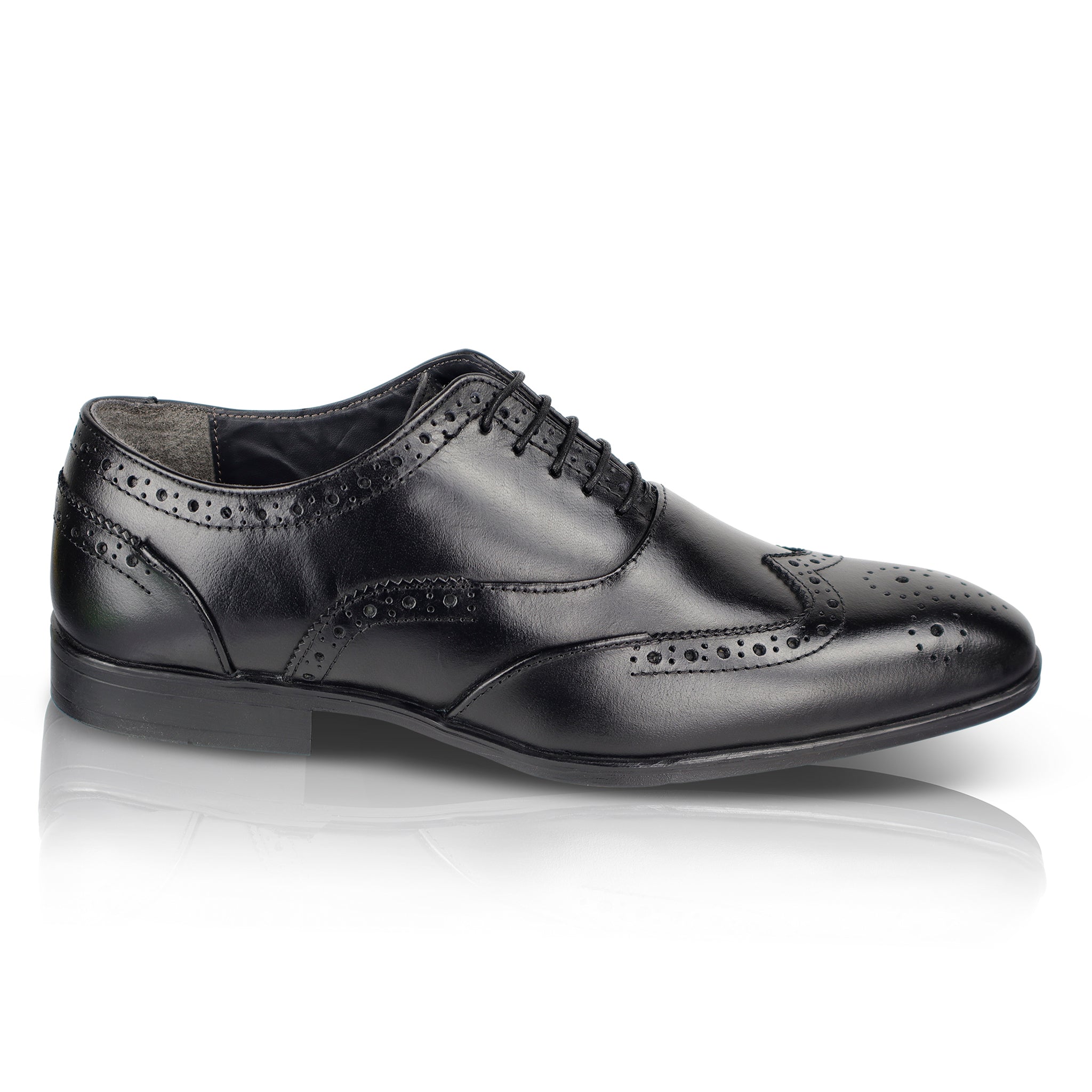 Oxford Leather Brogue Oxfords Shoes - Black
