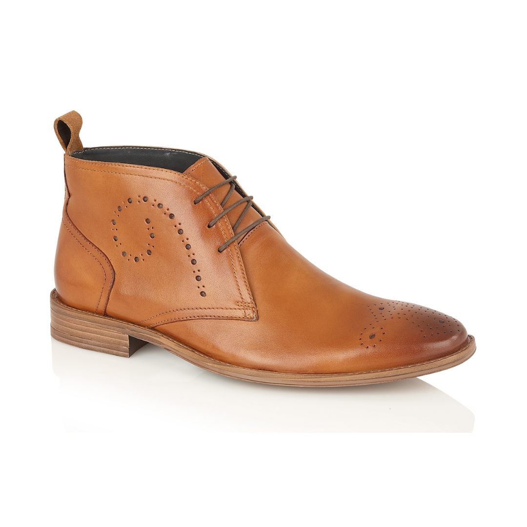 Pembroke Brogue Leather Desert Boot - Tan