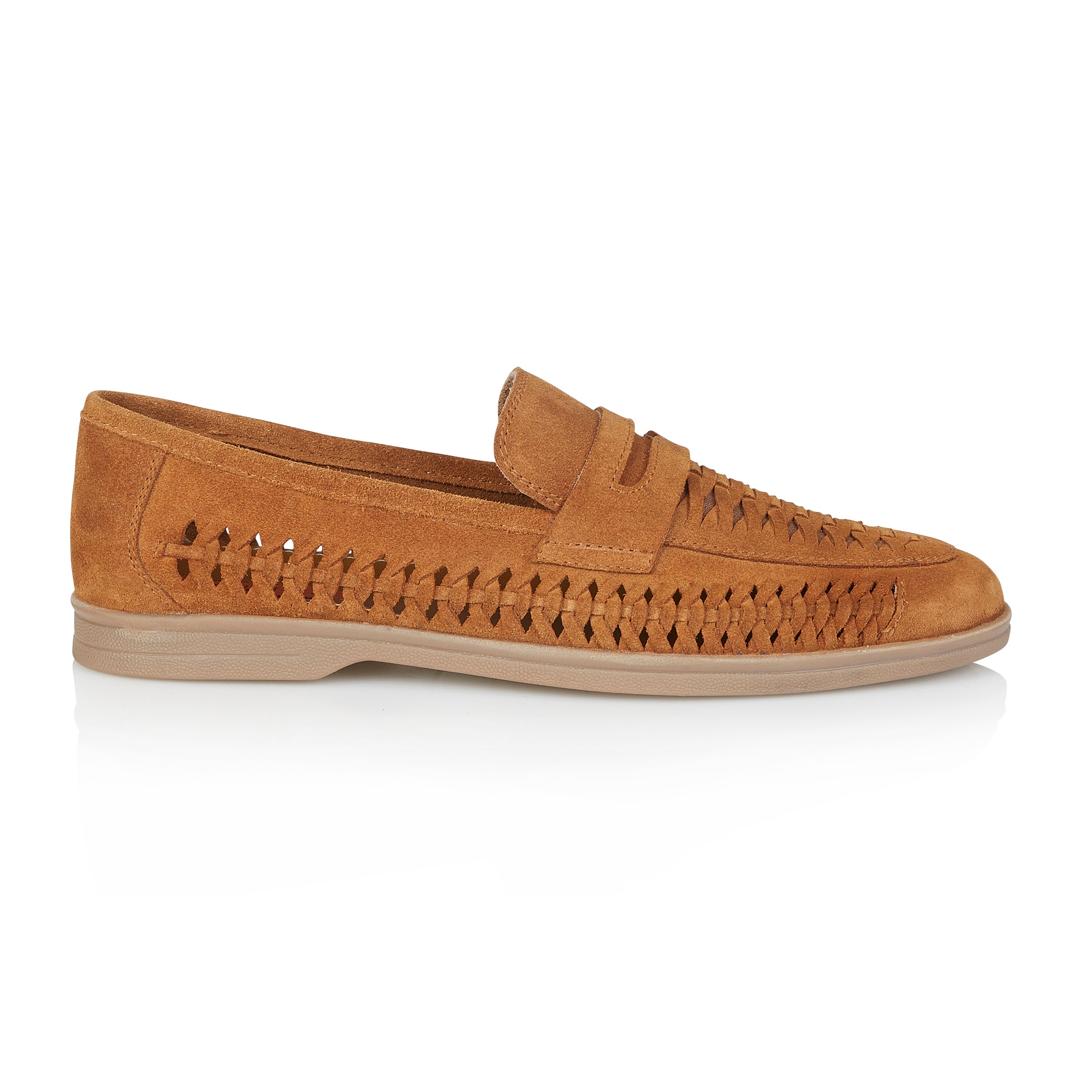 Perth Suede Leather Woven Loafer - Tan