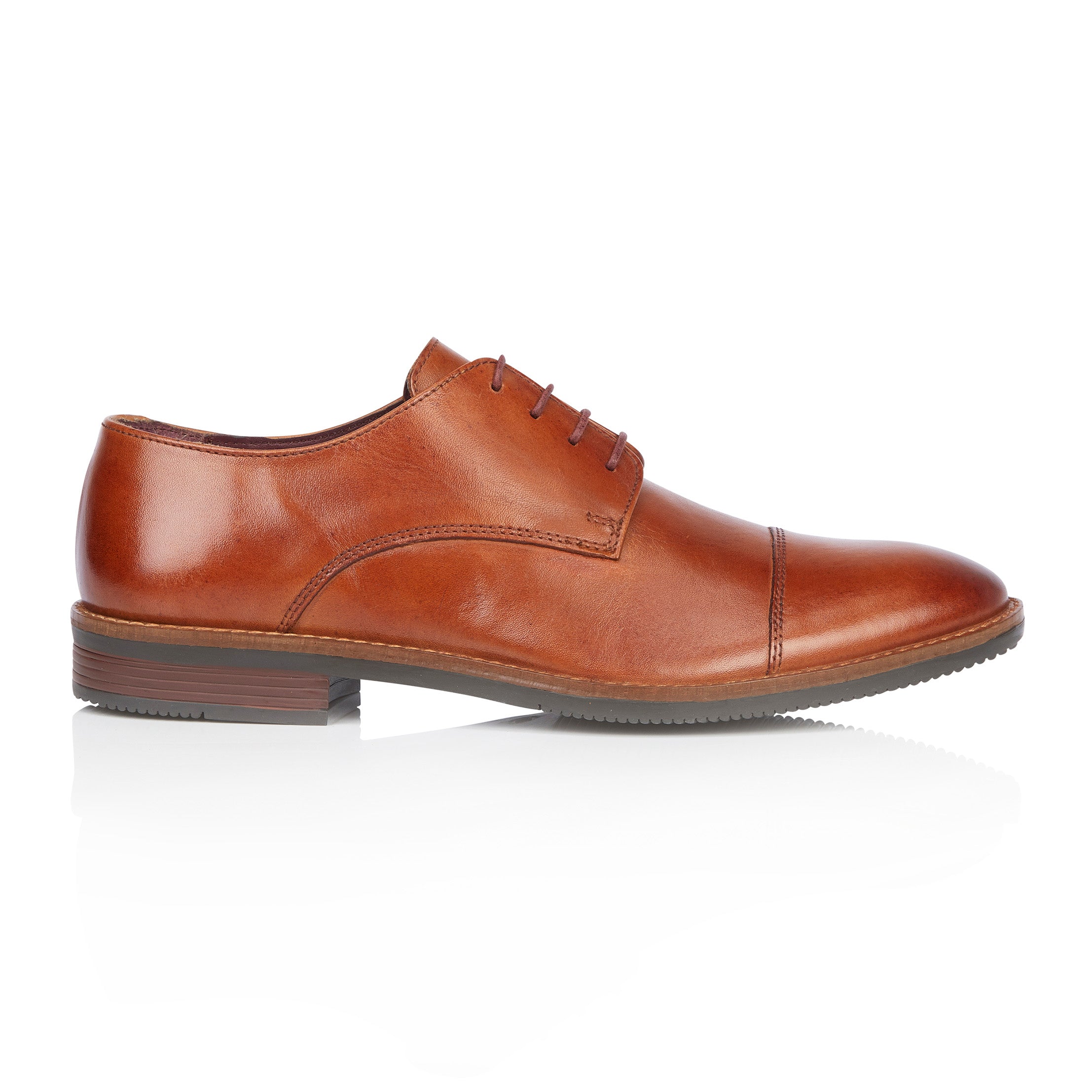 Rufus Leather Toe Cap Derby Shoe - Tan