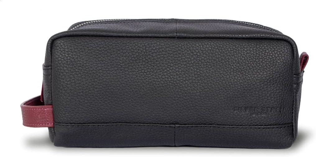 Santiago Leather Washbag  - Black