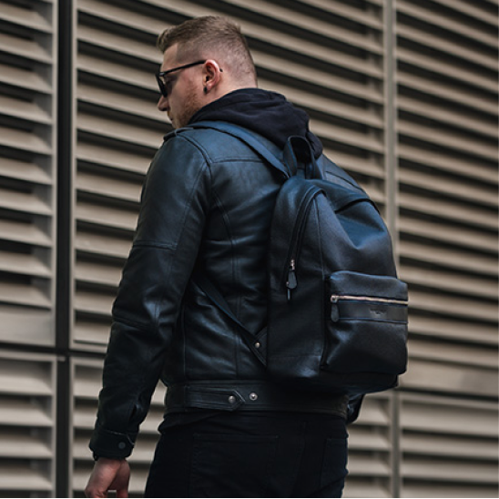 Sergio Leather Backpacks - Black