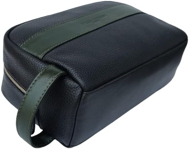 Walter Leather Washbag  - Green