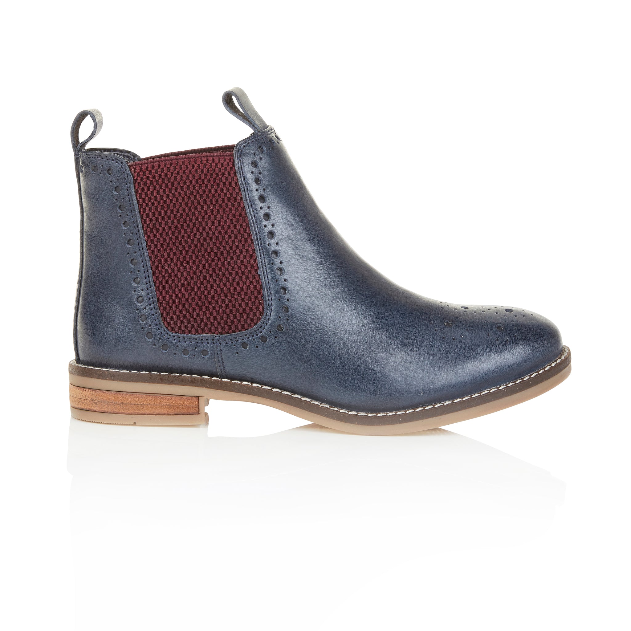 Zoey Leather Brogue Boot - Blue